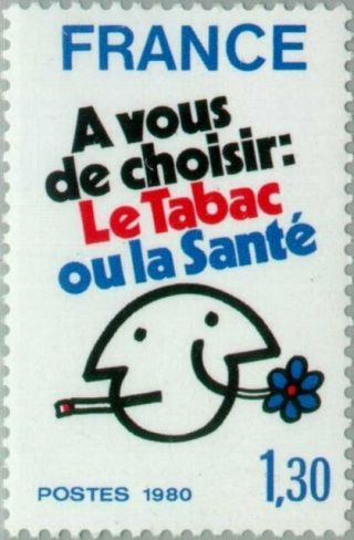 France - 1980 - The Choice Is Yours: Tobacco Or Health - Mnh Stamp - Sc.  1698