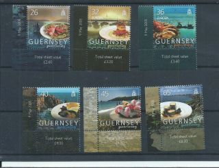 Guernsey Stamps.  2005 Europa - Gastronamy,  Seafood & Coastal Scenes Mnh (f566)