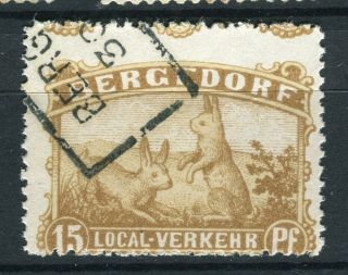 Germany; 1870s - 80s Classic Bergedorf Local Privat Post 15pf.  Perf Shift