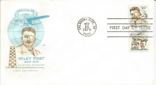 C96a Wiley Post Airmail Pair Fdc - House Of Farnam Cachet