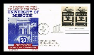 Dr Jim Stamps Us Scott 1119 Freedom Of The Press Fdc Cover Pair Ken Boll