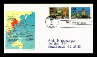 Us Cover World War Ii 50th Anniversary Fdc Combo Pasted On Map Cachet