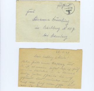 German Ww Ii Feldpost May 1940 Postal Cover 3rd Reich Cancel Letter Inside