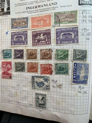 Old Album Page Of Stamps From Iceland (the Strand)