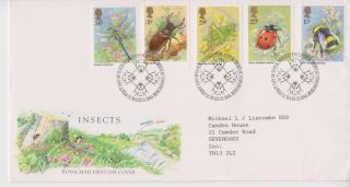 Gb Royal Mail Fdc 1985 Insects Stamp Set Bureau Pmk