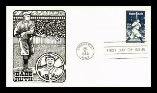 Dr Jim Stamps Us Babe Ruth Baseball Fdc Cover Chicago Illinois Panda Cachet