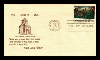 Dr Jim Stamps Us The Belfry Battles Of Lexington Concord Fdc Cover