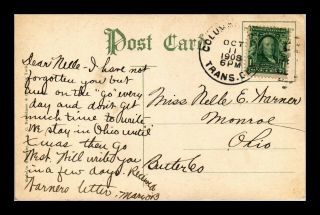 Dr Jim Stamps Us Railway Post Office Postcard 1908 Columbus Ohio Transfer