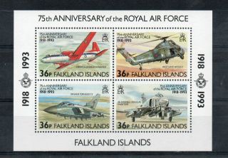 Falkland Isle 1993 75th Anniv R.  A.  F Minisheet Sg,  Ms680 U/m Lot 4133b