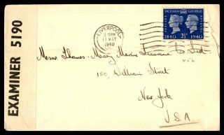 Mayfairstamps 1940 Great Britain Censored Wwii To York Usa Cover Wwb48255