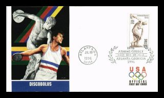 Us Cover Centennial Olympic Games Discobolus Athens Greece Fdc