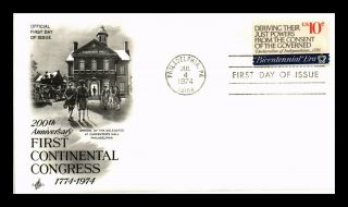 Dr Jim Stamps Us First Continental Congress Fdc Cover Declaration Independence