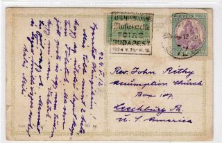 Hungary: 1924 Picture Postcard To Usa With Budapest Slogan Postmark (c42676)