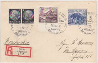 Germany Dr Sudetes 1939 Reg.  Cover Nieder Lindewiese Franking To Berlin