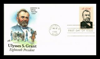 Us Cover President Ulysses S Grant Ameripex 86 Fdc Artcraft Cachet