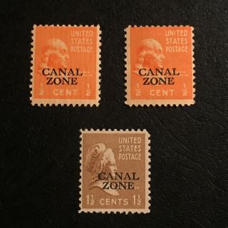 Mnh Canal Zone Sc 118,  119 - Presidential Issue Overprints