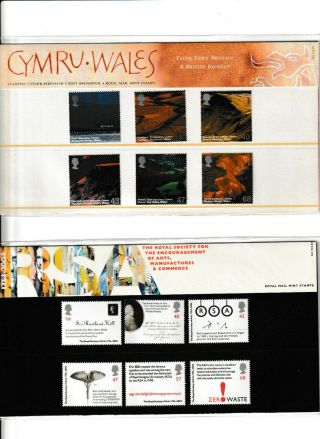 2 Presentation Packs From 2004 Brit Journey Wales & Arts Socie 361 362