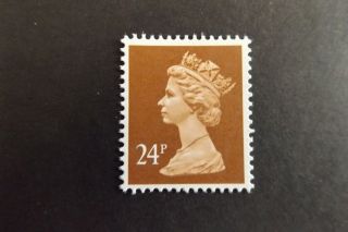 Gb Qeii Machin Definitive Stamp.  Sg X1017 24p Chestnut Pp Litho Mnh 10 Off 5,