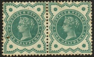 1900 Sg213 1/2d Blue - Green Pair V