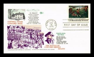Us Cover Lexington And Concord Bicentennial Fdc First Rank Cachet