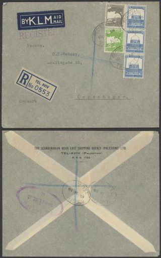 Palestine 1939 - Registered Air Mail Cover To Denmark 34741/14