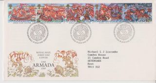 Gb Royal Mail Fdc 1988 Armada Stamp Set Bureau Pmk