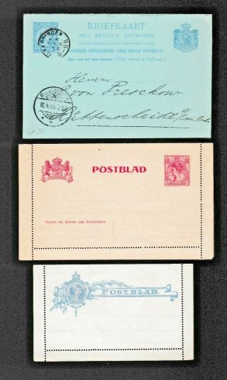 Netherlands Postal Card.  3 Cards (1 Double Card 2 Letter Cards)