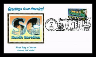 Us Cover South Carolina Greetings From America Fdc Colorano Silk Cachet