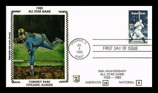 Dr Jim Stamps Us All Star Game Babe Ruth Baseball Fdc Silk Cover