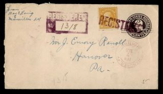 Dr Who 1921 Marseilles Il Registered Uprated Surcharge Ovpt Stationery E43142