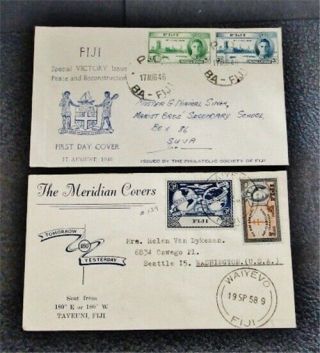 Nystamps British Fiji Stamp Early Fdc X2 Paid: $75