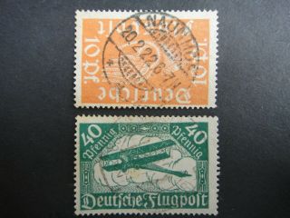 Germany 1919 Airmail Stamps Post Horn Biplane Air Post Air Mail German Deut