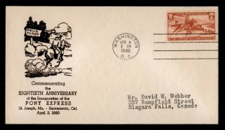 Dr Who 1940 Pony Express 80th Anniversary Fdc C103117