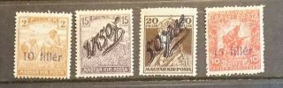Hungary 1919 Serbian Occupation Of Temesvar,  4 Stamps