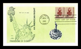 Us Cover Statue Of Liberty Torch Americana Fdc Pair Colonial Cachet