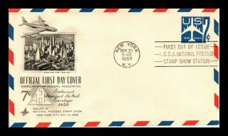 Us Cover Air Mail 7c Embossed Stamped Envelope Fdc Asda Stamp Show Slogan Cancel