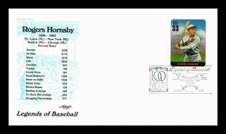Us Cover Rogers Hornsby Legends Of Baseball Fdc Artmaster Cachet