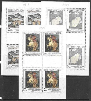 Czechoslovakia - 1988 Art (22nd) - Set Of 3,  Each In Mnh S/let Of 4.  Cat £42
