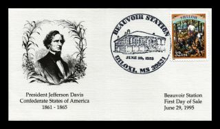 Dr Jim Stamps Us President Jefferson Davis Beauvoir Station Cover Biloxi