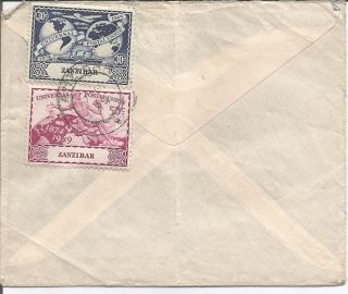 1949 Zanzibar cover to Cheltenham,  Great Britain Scott 226,  227 and 228 2