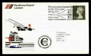 Dr Who 1976 Gb First Flight Baa Concorde London To Washington Dc Usa E44457