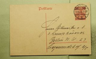 Dr Who 1920 Germany Danzig Ovpt Postal Card To Berlin E42986