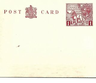 Great Britain (528) 1924 British Empire Exhibition Post Card Unsed See Scan