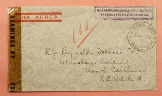 Dr Who 1944 Argentina Us Embassy Buenos Aires Airmail To Usa Wwii Censor 118752