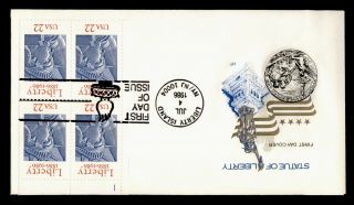 Dr Who 1986 Statue Of Liberty Plate Block Fdc Farnam Cachet C120482