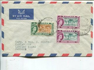 Bahamas Air Mail Cover To Sweden 4.  1964