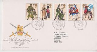 Gb Royal Mail Fdc 1983 British Army Stamp Set Bureau Pmk