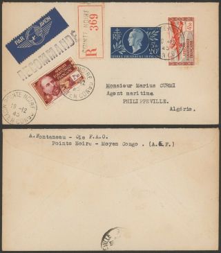 French Congo 1945 - Registered Air Mail Cover To Algeria V234
