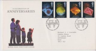 Gb Royal Mail Fdc 1989 Anniversaries Stamp Set Bureau Pmk