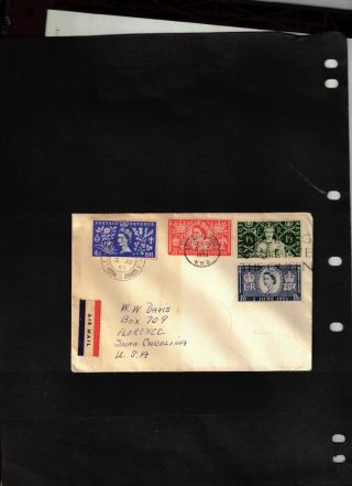 Great Britain 1953 Set Qe Ii Coronation Sent To U.  S.  From St.  Johns Wood